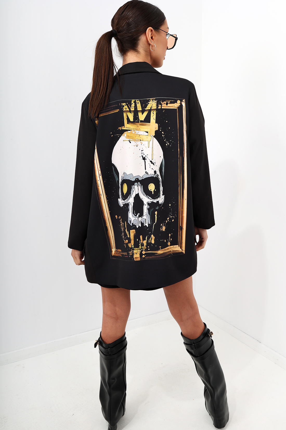 Marynarka oversize z czaszką MC Negatis czarna