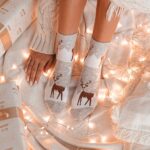 Skarpetki damskie świąteczne z reniferami szare