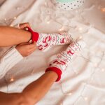 Skarpety damskie frotte XMAS ecru