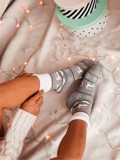 Skarpety damskie frotte XMAS szare