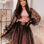 Sukienka z tiulem Dots Magic pudrowa