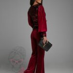 Bluzka welurowa z cekinami NB Xampany bordowa