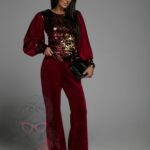 Bluzka welurowa z cekinami NB Xampany bordowa