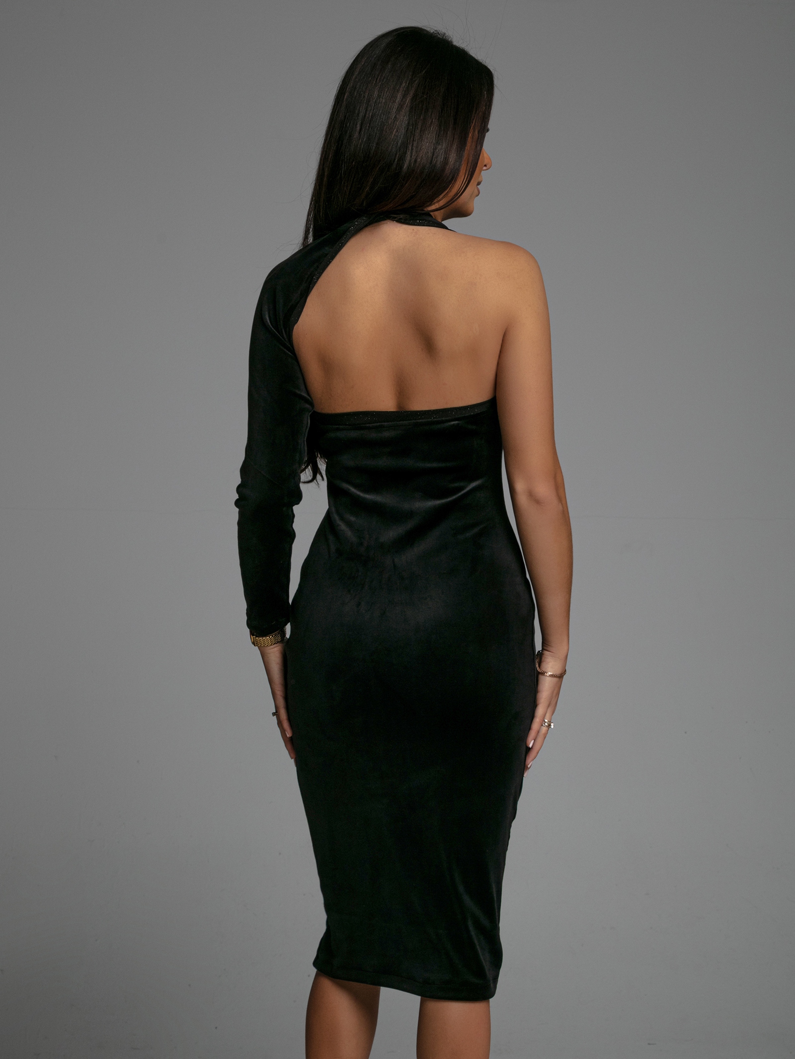 Sukienka welurowa NB Embolis czarna Sukienka welurowa NB Embolis czarna