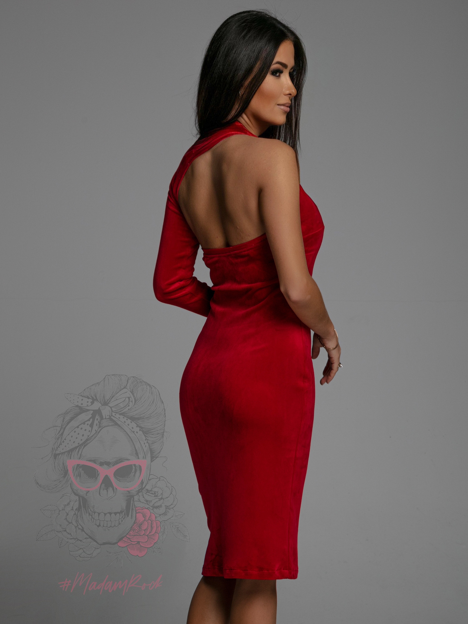 Sukienka welurowa NB Embolis czerwona