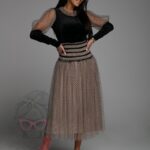 Bluzka welurowa z tiulem NB Graveda czarna