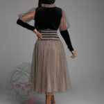 Bluzka welurowa z tiulem NB Graveda czarna