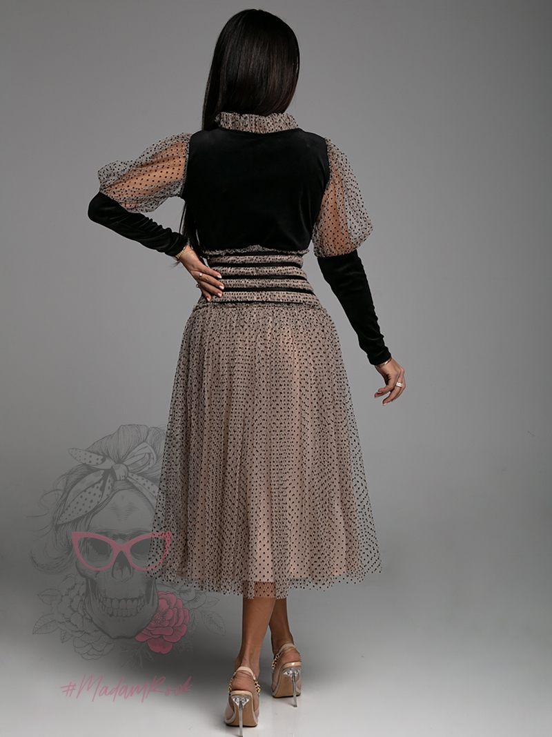 Bluzka welurowa z tiulem NB Graveda czarna