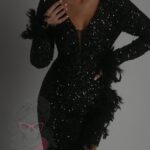 Sukienka maxi cekinowa Safina czarna