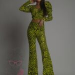 Komplet welurowy w zebrę NB Jess żółto-czarny