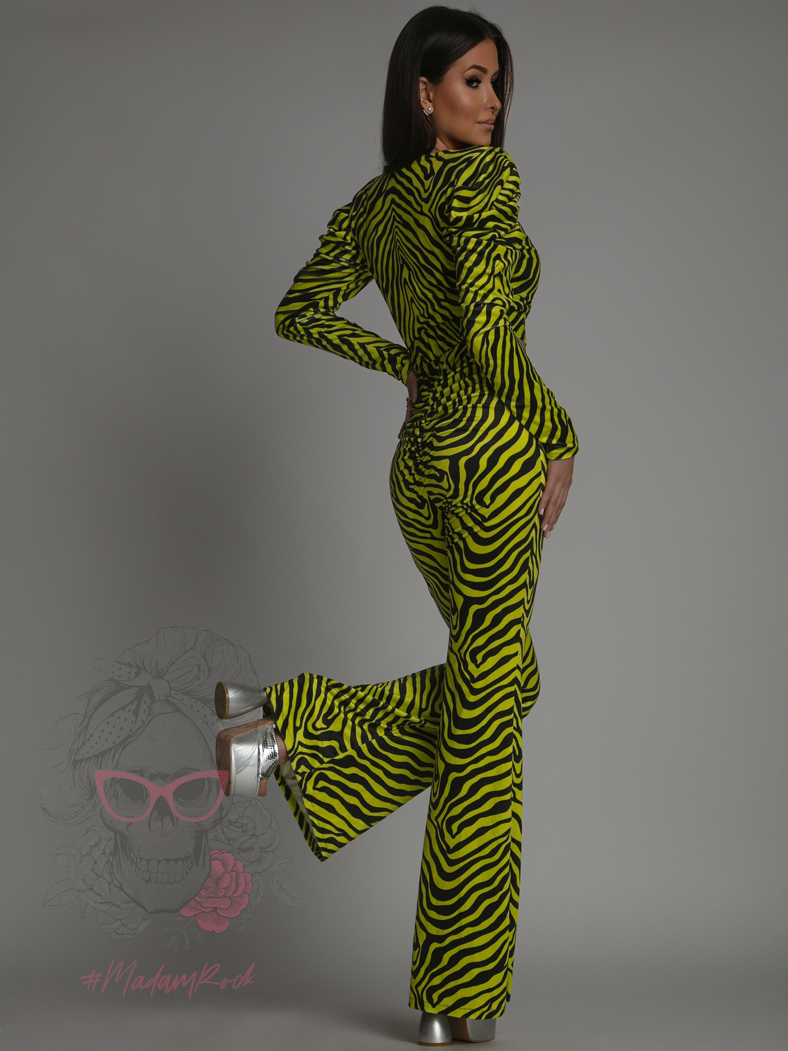 Komplet welurowy w zebrę NB Jess żółto-czarny