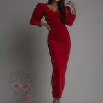 Sukienka welurowa maxi NB Some czerwona