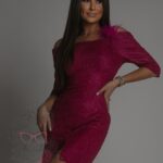 Sukienka błyszcząca NB Rimio amarantowa