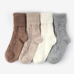 Skarpety damskie ciepłe z wełną brąz melanż