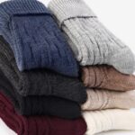 Skarpety damskie ciepłe z wełną brąz melanż