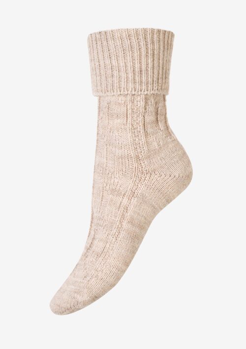 Skarpety damskie ciepłe z wełną beż melanż