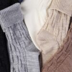 Skarpety damskie ciepłe z wełną beż melanż