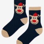 Skarpetki świąteczne XMAS RENIFER granatowe