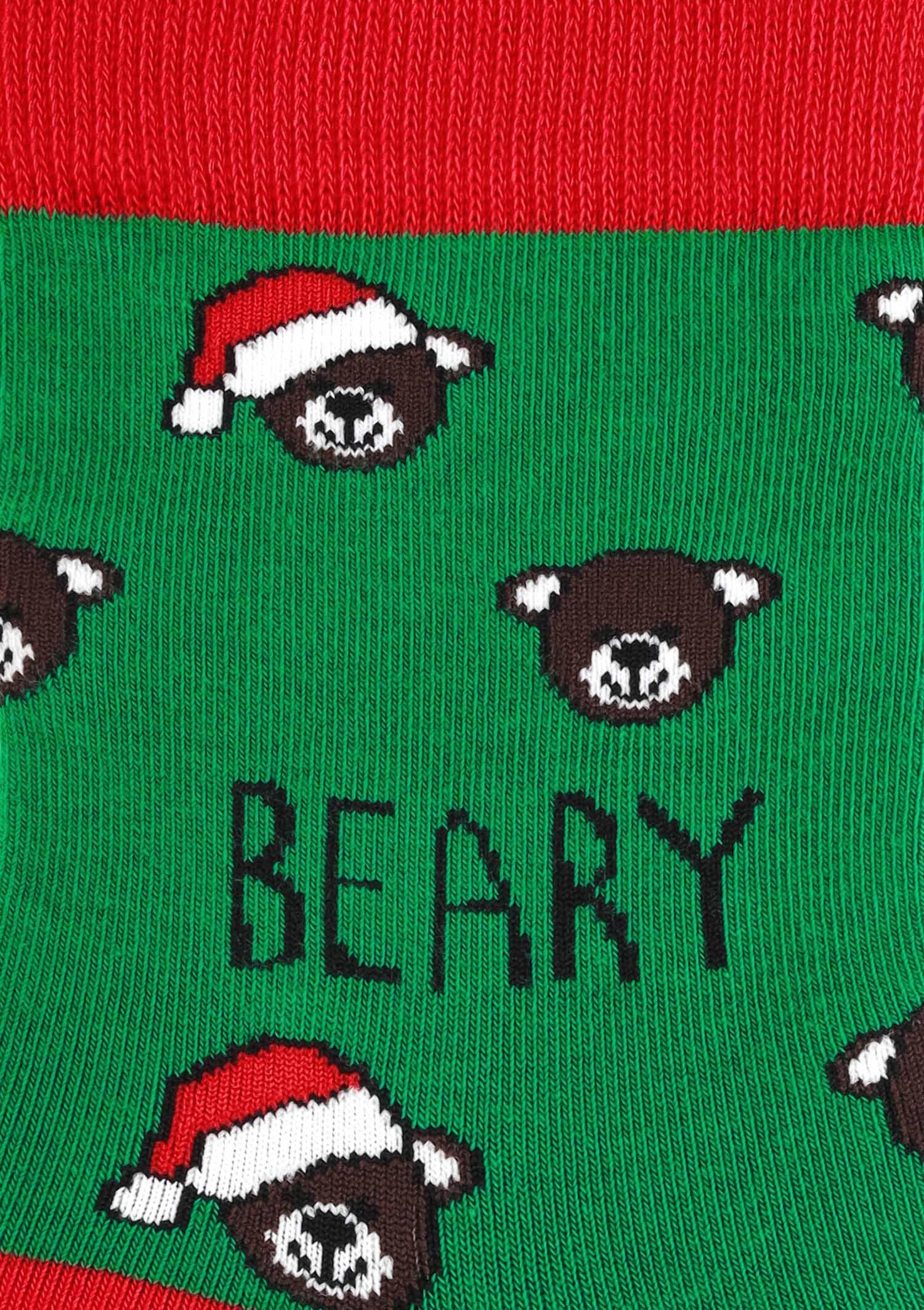 Skarpety damskie BEARY XTMAS zielone