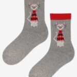 Skarpetki damskie z kotkiem c.szary