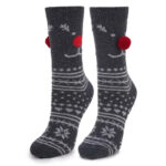 Szare świąteczne skarpetki z wełny renifer