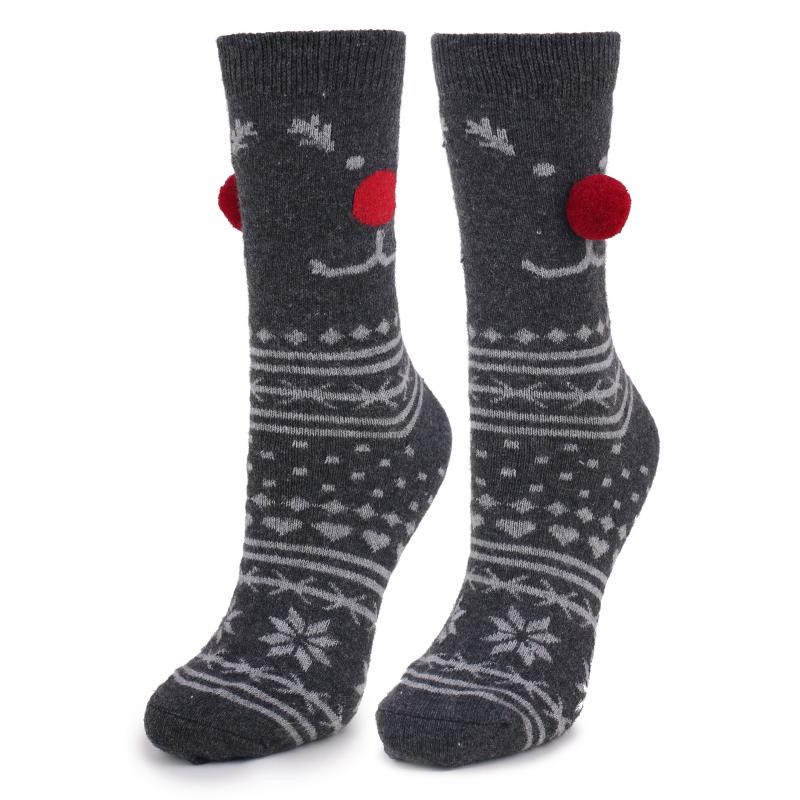 Szare świąteczne skarpetki z wełny renifer Szare świąteczne skarpetki z wełny renifer