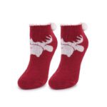 Skarpetki z pomponami bordowe