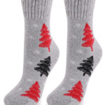 Ciepłe skarpetki w choinki szare