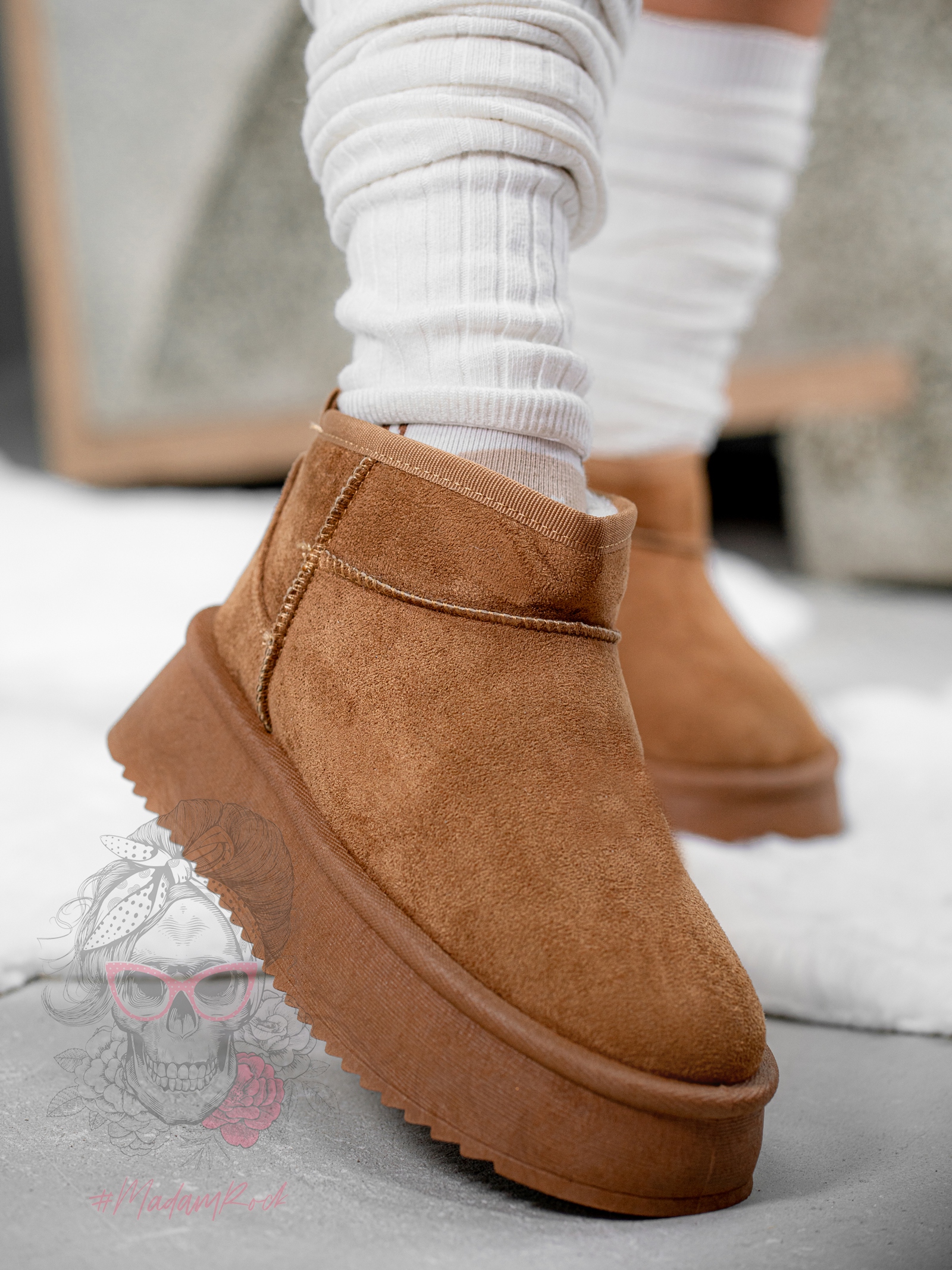 Śniegowce zamszowe Madam Wobbi karmelowe