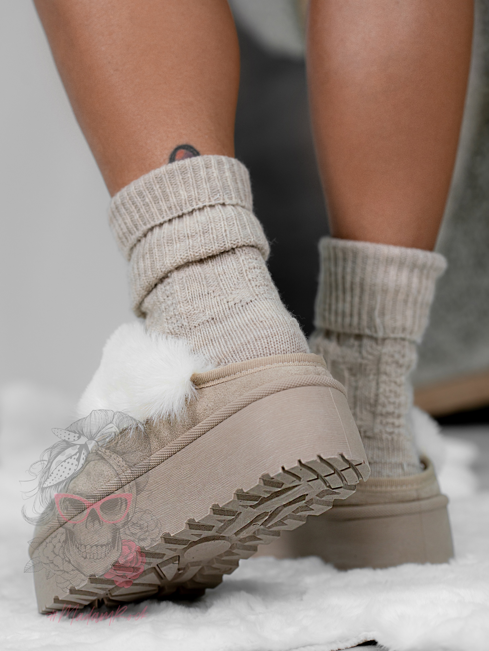 Śniegowce odkryte Madam Gosh beżowe