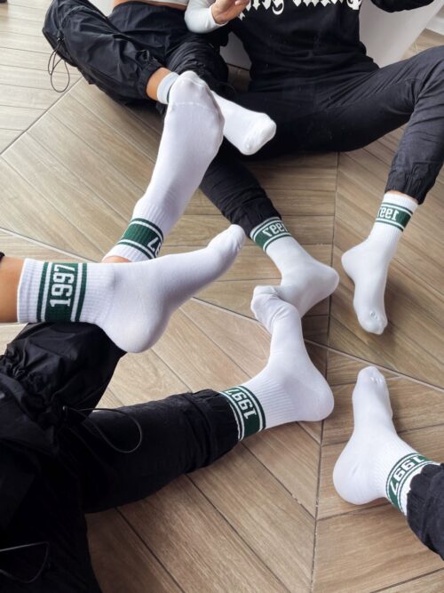 Skarpetki damskie sportowe 1997 biało-zielone