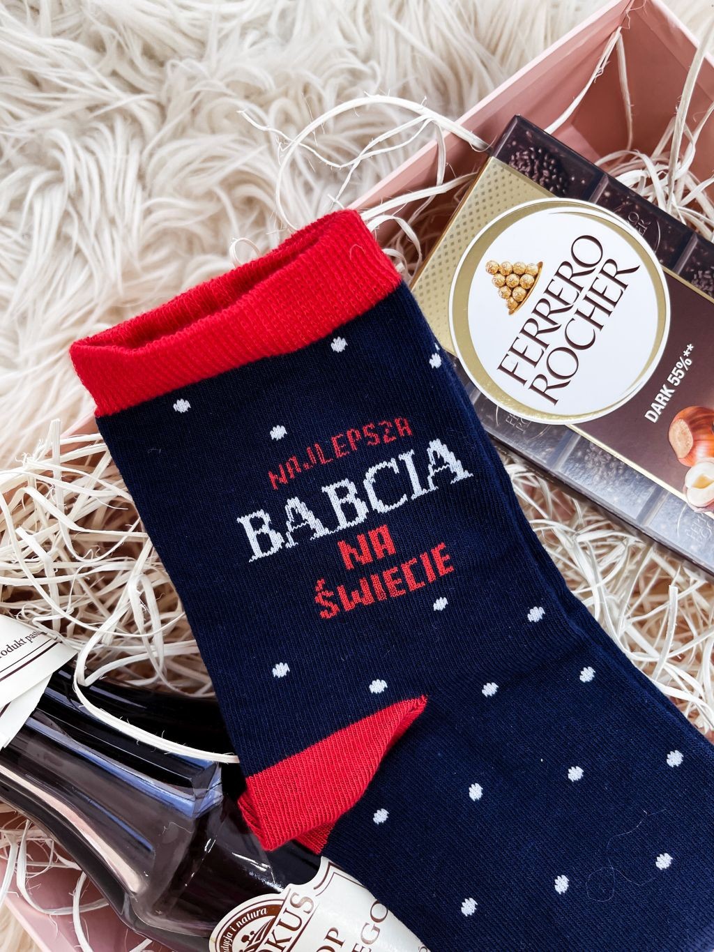 Skarpetki najlepsza babcia na świecie granatowe