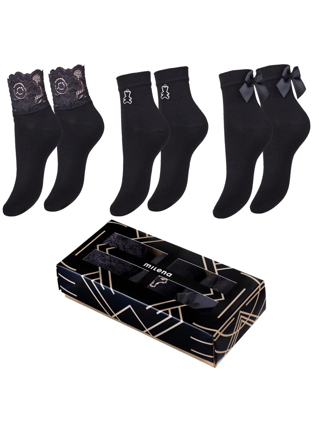 Zestaw 3PAK skarpetek damskich exclusive czarny