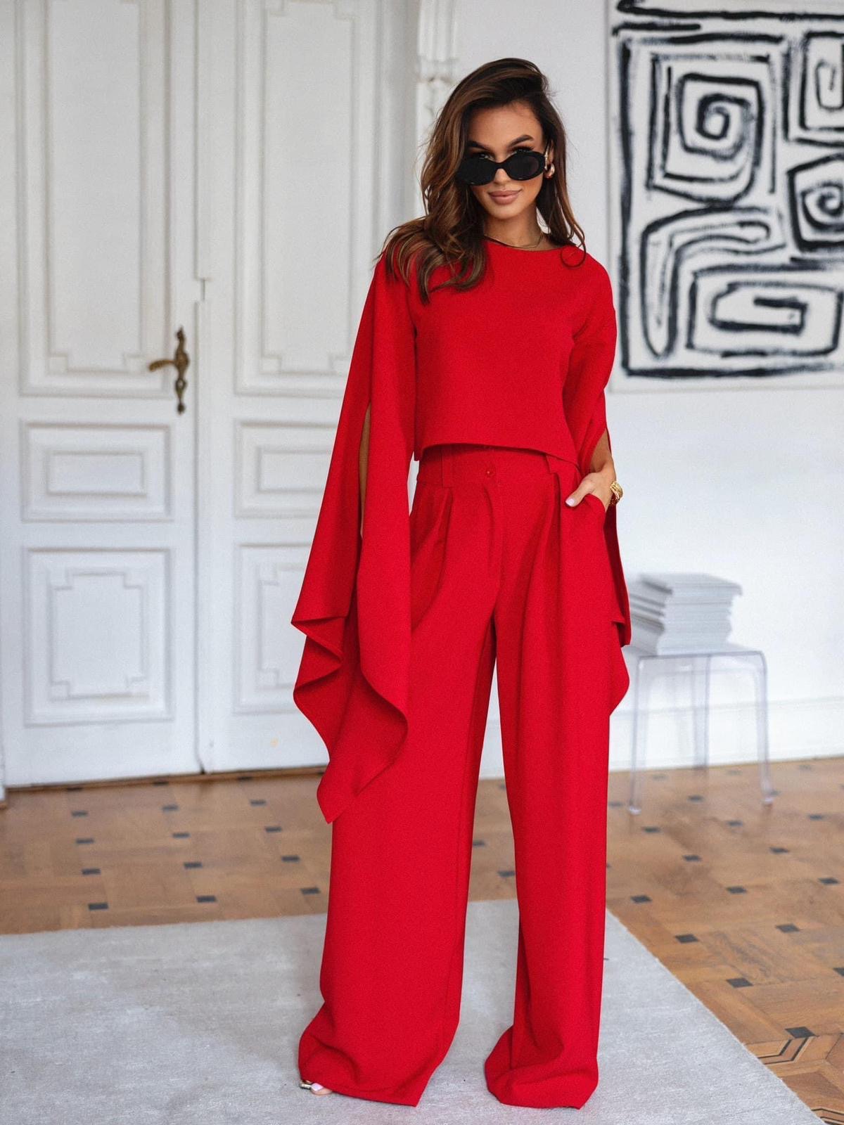 Komplet elegancki Lejdi czerwony