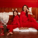 Komplet welurowy dziecięcy Mom&Kid-Logo czerwony