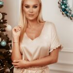 Piżama satynowa Lovely Pajamas beżowa