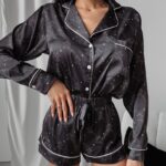 Piżama damska satynowa Gingerman Ola Voga czarna