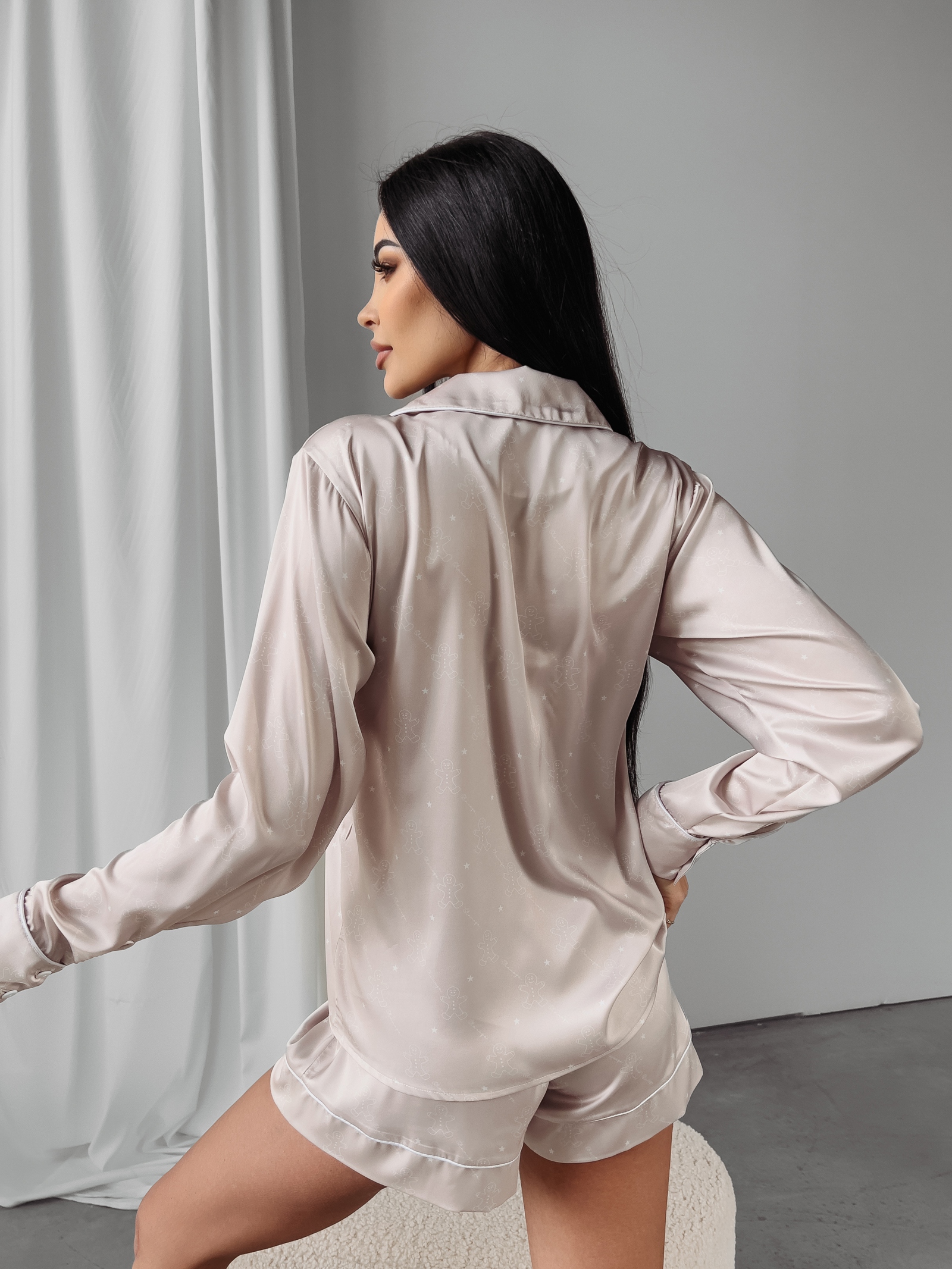 Piżama damska satynowa Gingerman Ola Voga beżowa