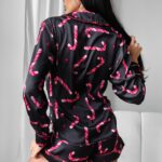 Piżama damska świąteczna Candy Canes Ola Voga czarna