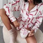 Piżama damska świąteczna Candy Canes Ola Voga ecru