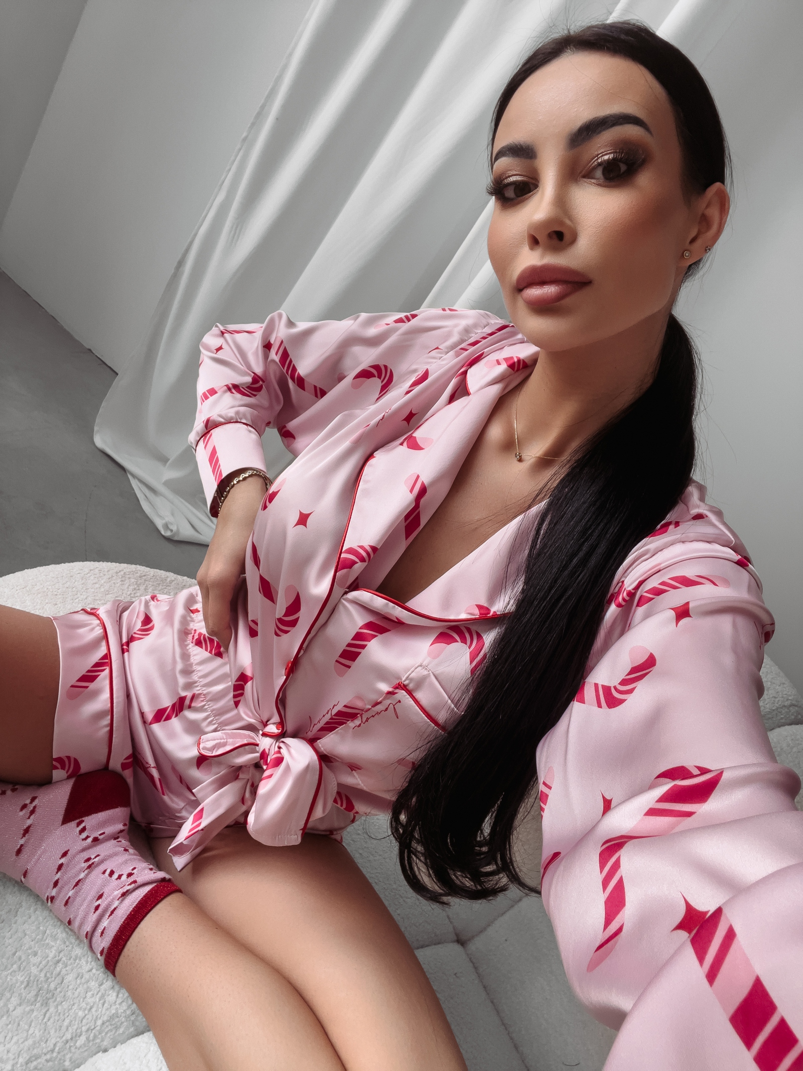 Piżama damska świąteczna Candy Canes Ola Voga j.róż