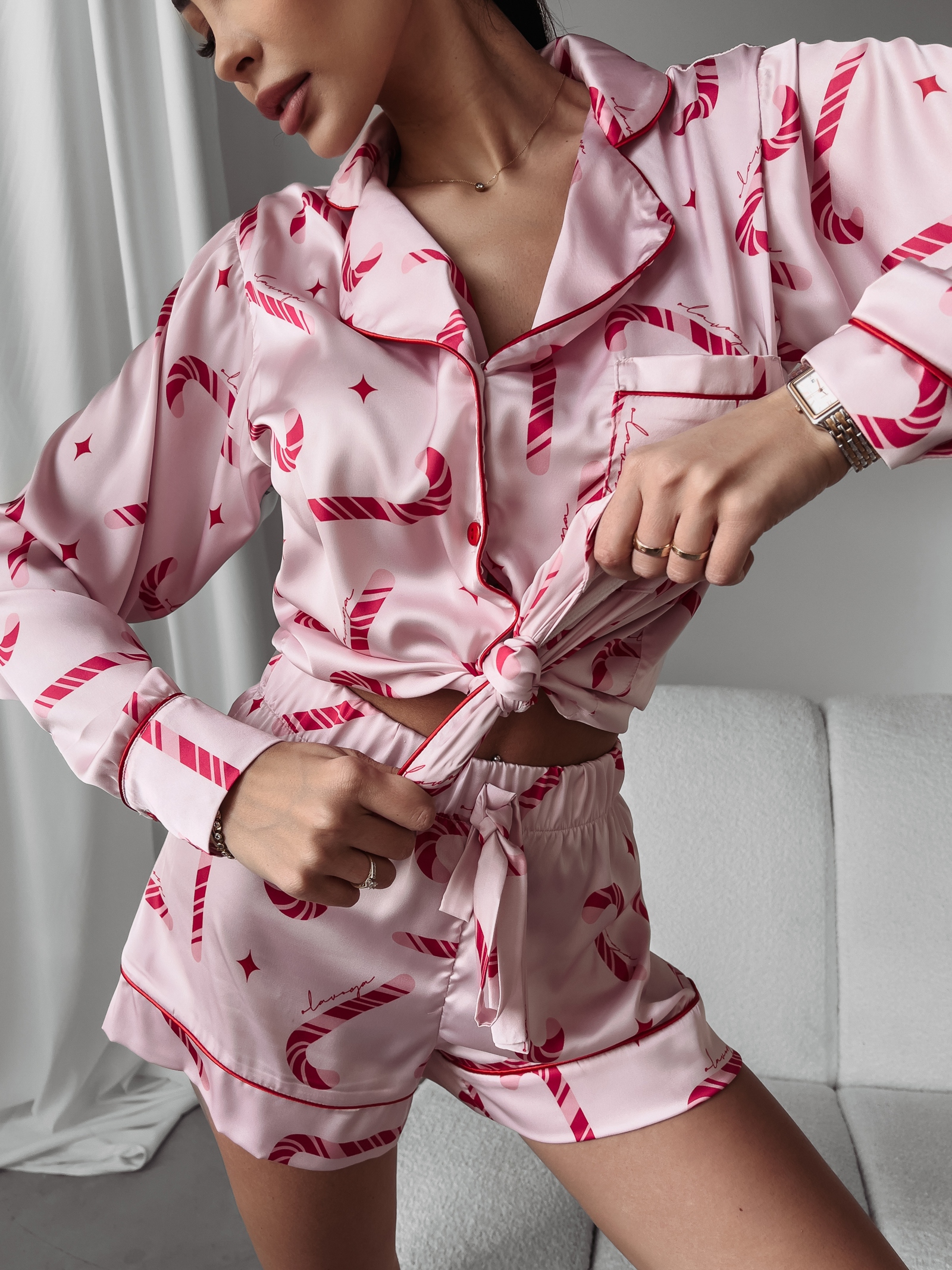 Piżama damska świąteczna Candy Canes Ola Voga j.róż