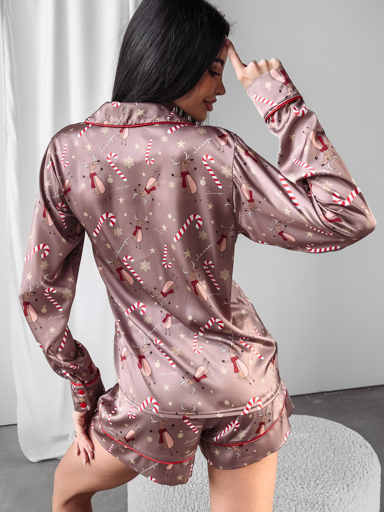 Piżama damska klasyczna Christmas Time Ola Voga c.beż