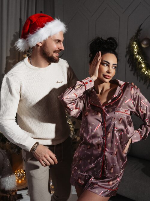 Piżama damska klasyczna Christmas Time Ola Voga c.beż