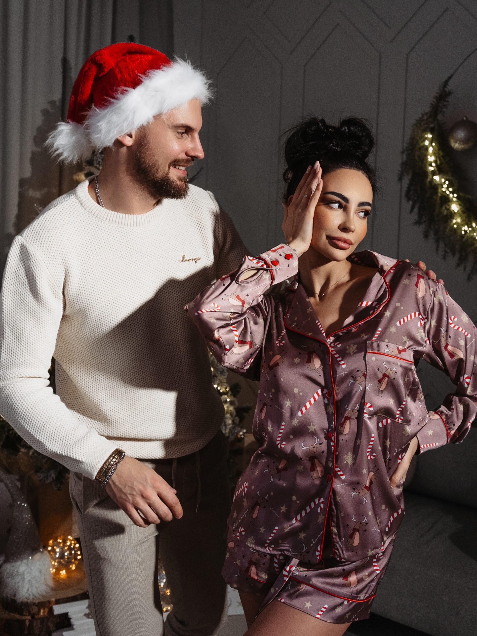 Piżama damska klasyczna Christmas Time Ola Voga c.beż