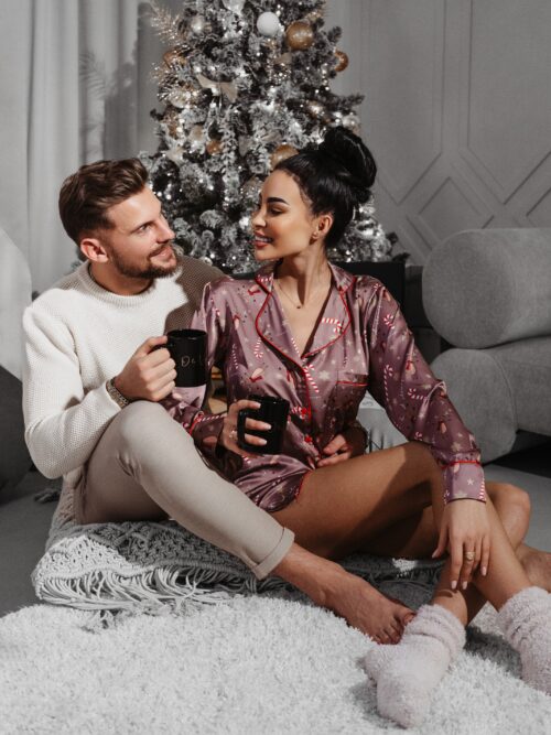 Piżama damska klasyczna Christmas Time Ola Voga c.beż