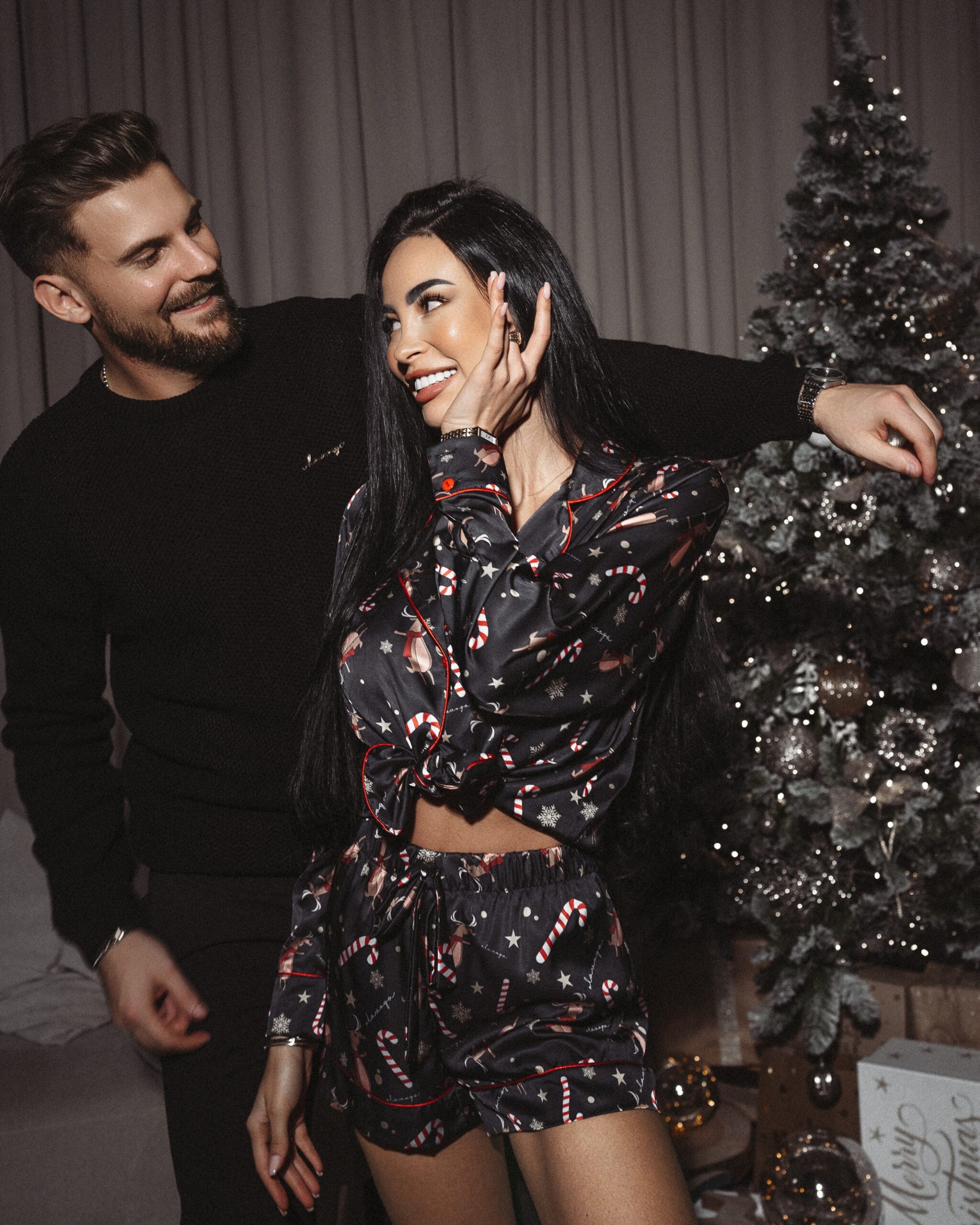 Piżama damska klasyczna Christmas Time Ola Voga czarna