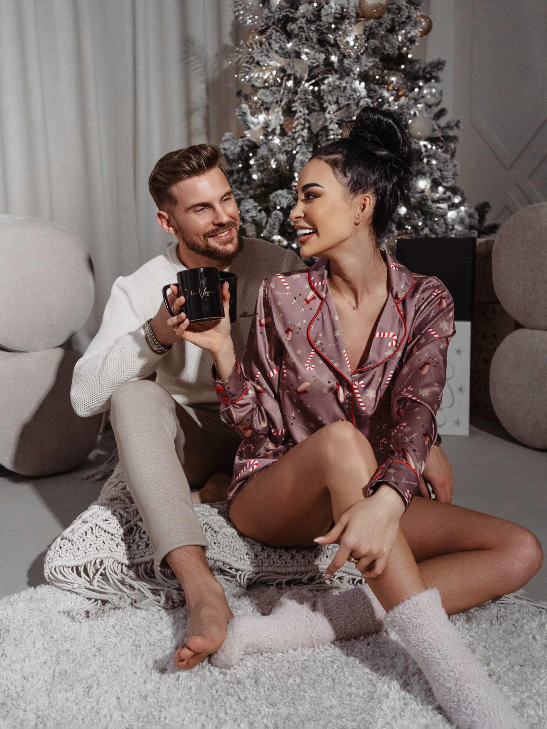 Piżama damska klasyczna Christmas Time Ola Voga c.beż