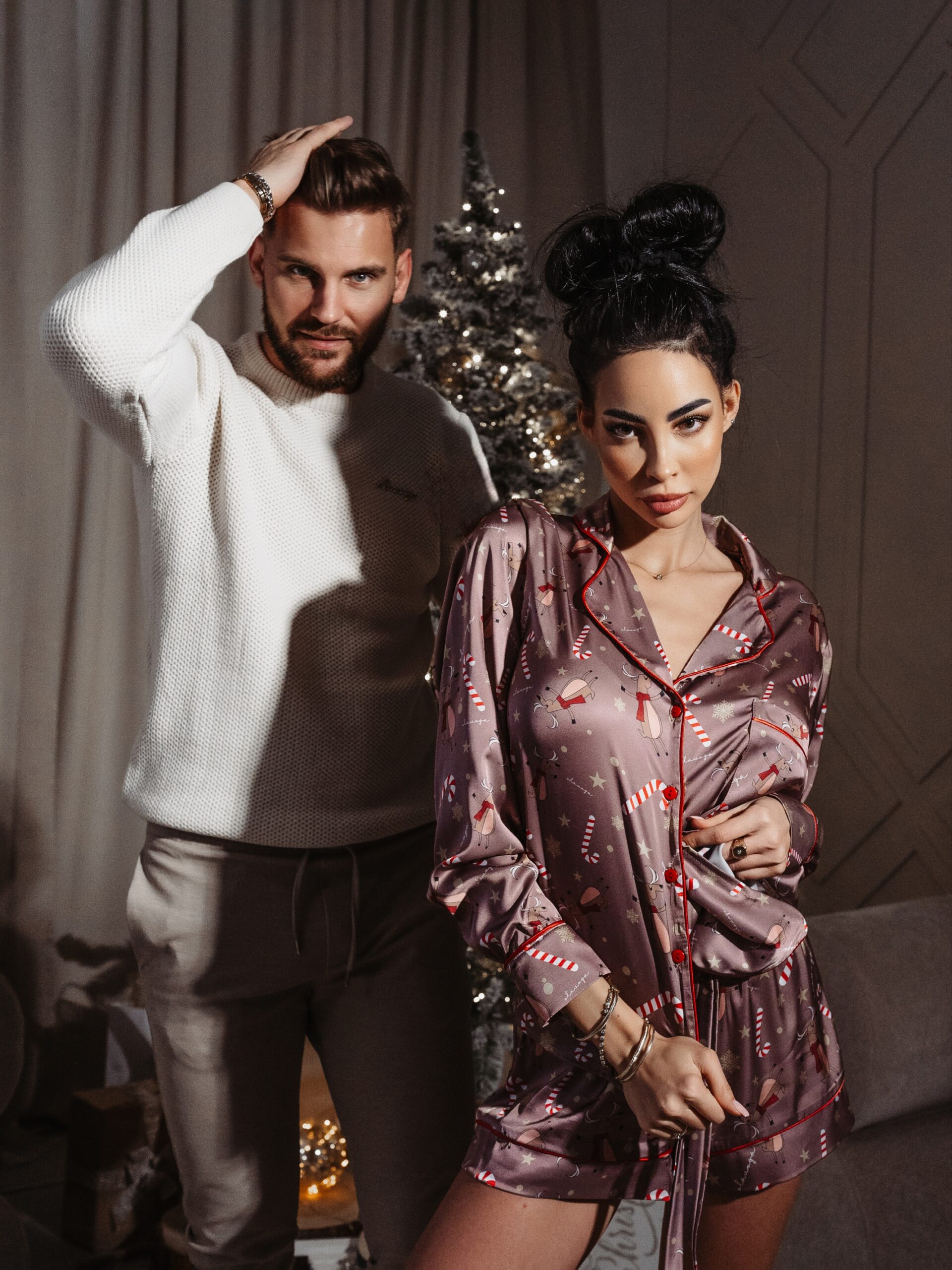 Piżama damska klasyczna Christmas Time Ola Voga c.beż