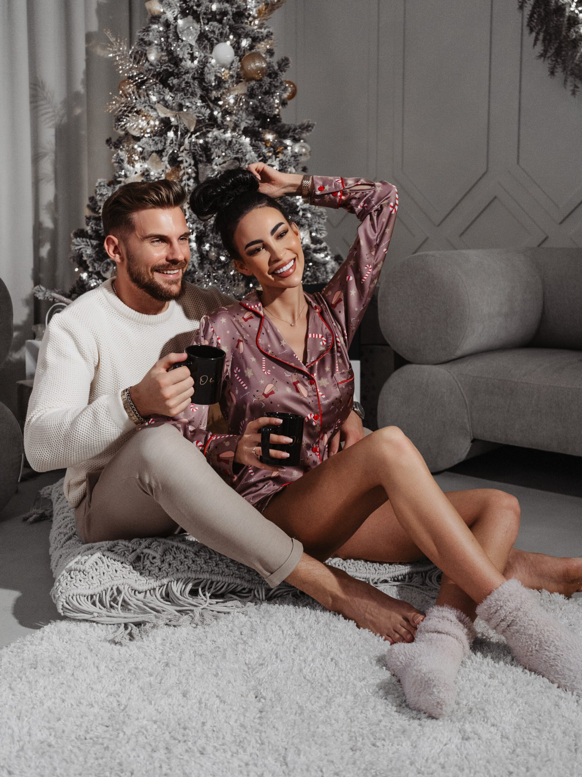 Piżama damska klasyczna Christmas Time Ola Voga c.beż